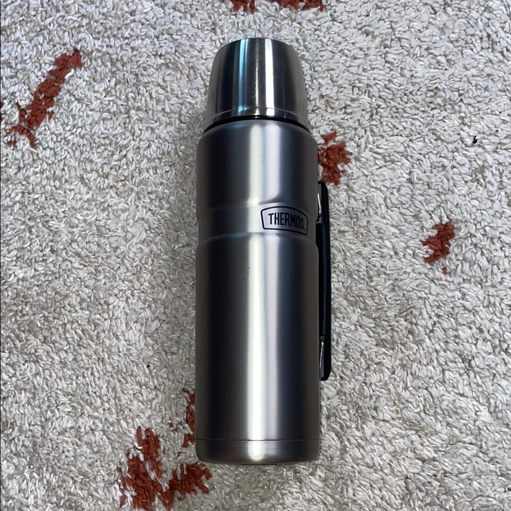 NWT- Thermos- W/ Insulated Screw Top & Cup- Brushed Silver-